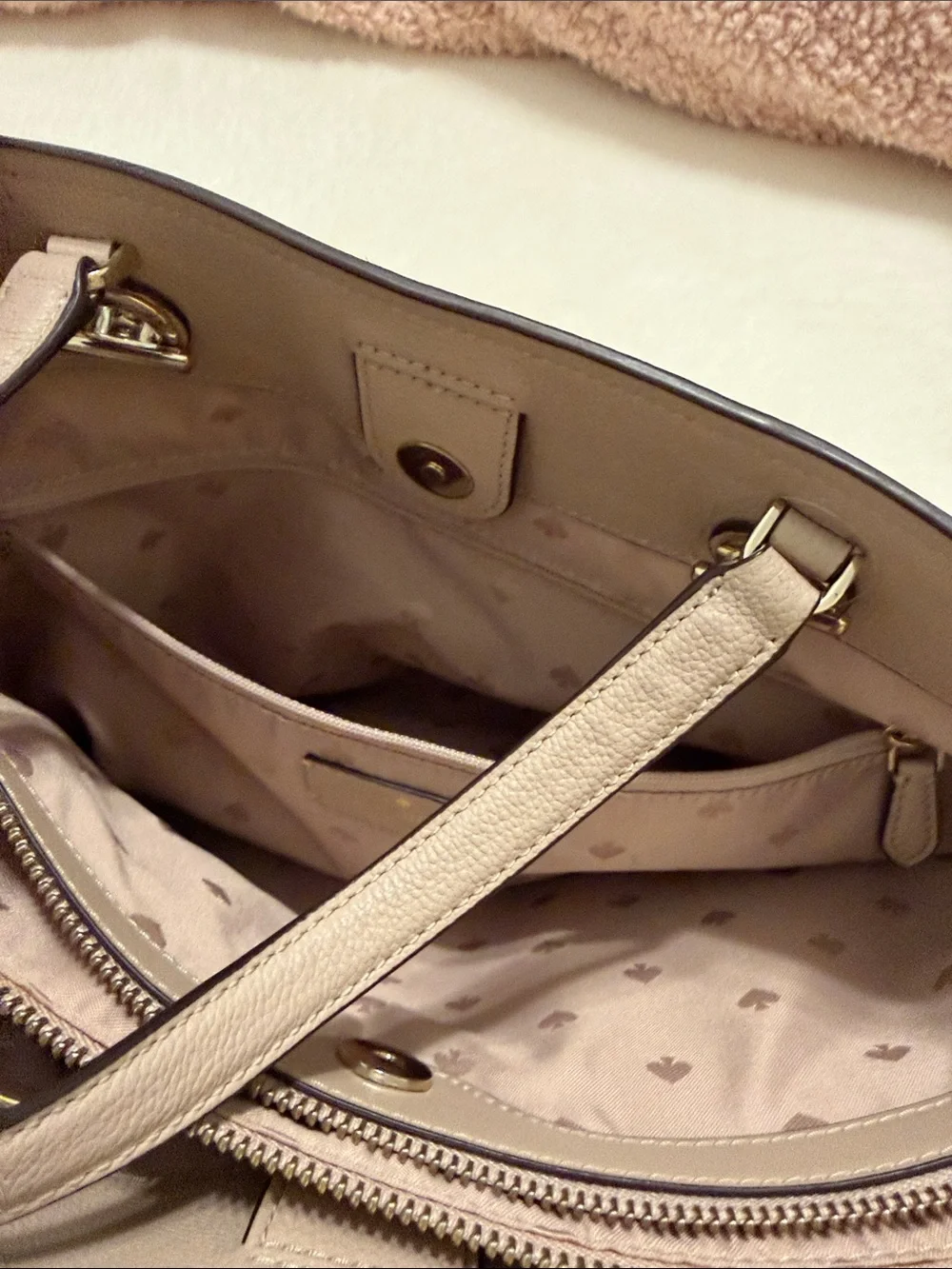 kate spade Dusty Taupe Leather Chain-Handle Tote